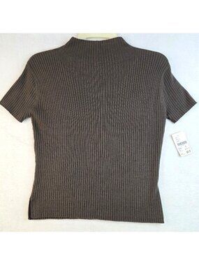 Gett Knit Ribbed Wool Sweater L Chocolate Brown Short Sleeve Whimsygoth Capsule